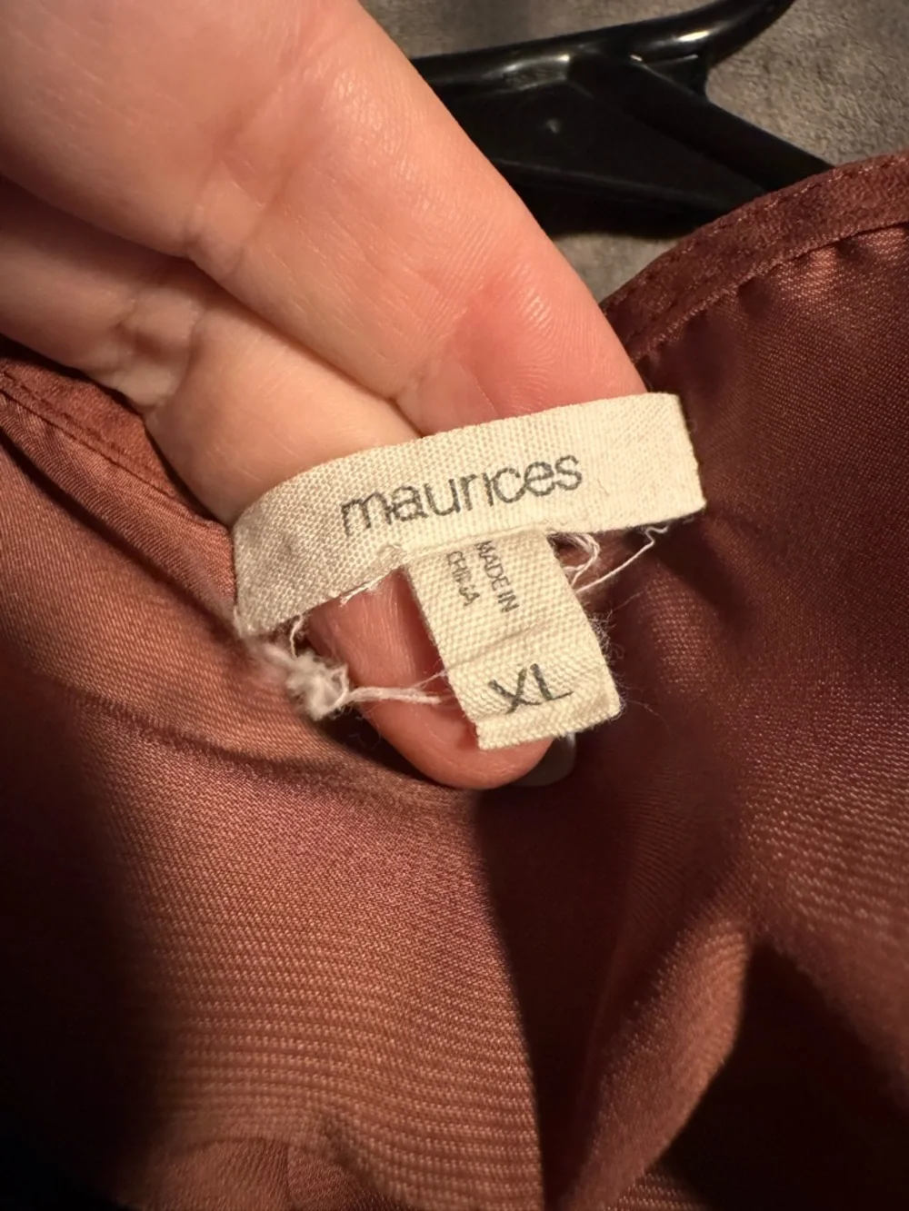 Maurices Satin Peplum Blouse in Rust Brown - Picture 2 of 3